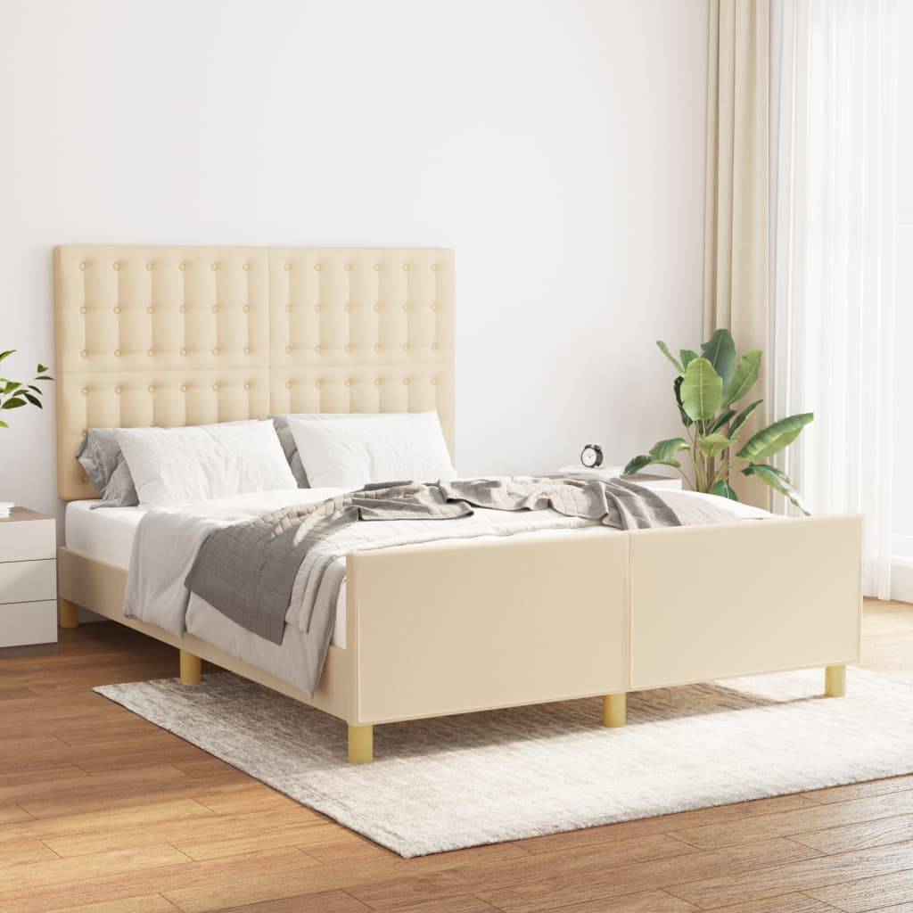 vidaXL Bettgestell ohne Matratze Creme 140x190 cm Stoff