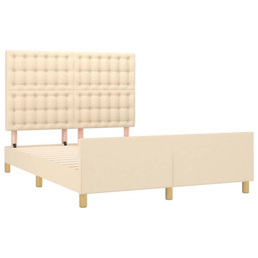 vidaXL Bettgestell ohne Matratze Creme 140x190 cm Stoff