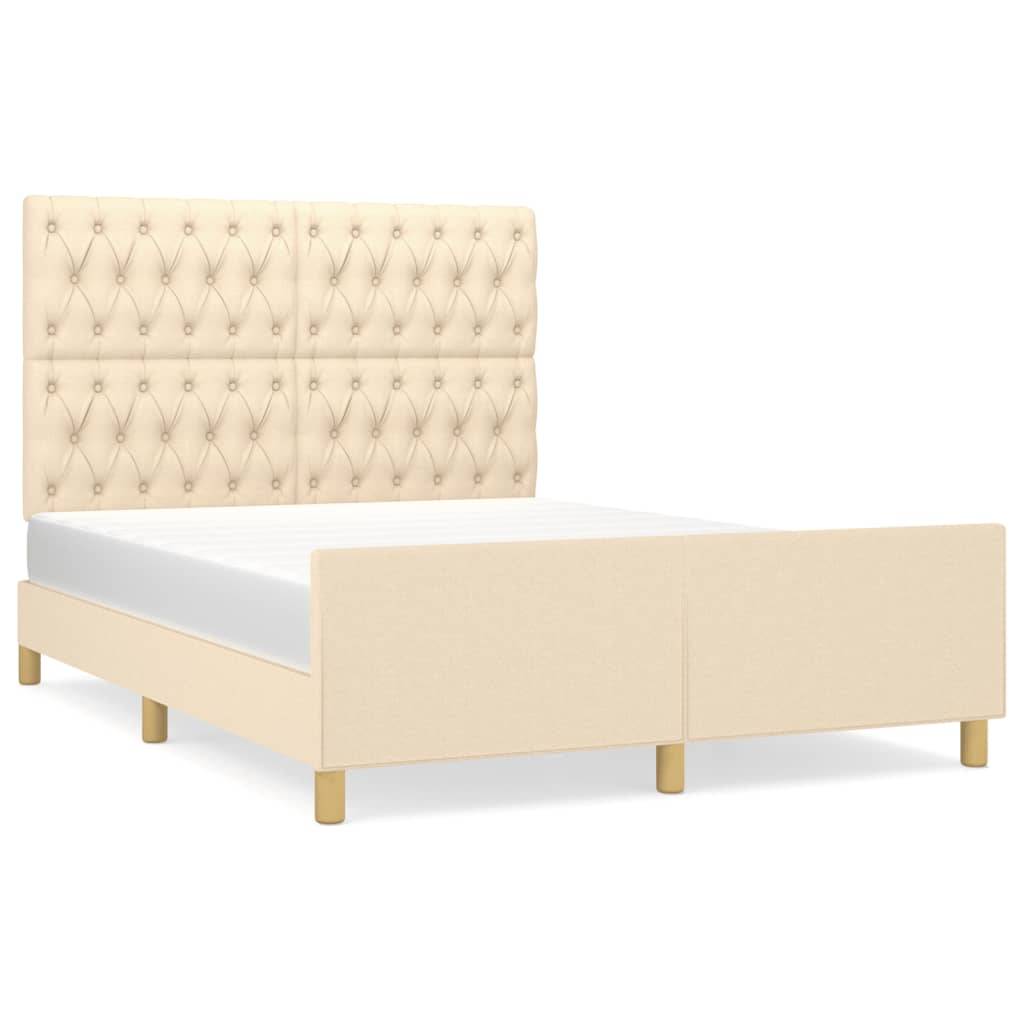 vidaXL Bettgestell ohne Matratze Creme 140x190 cm Stoff