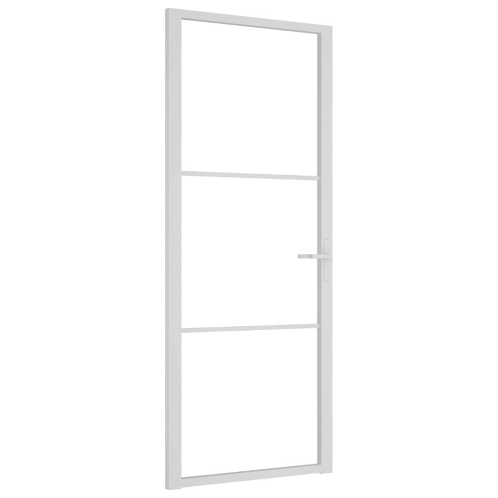 vidaXL Innentür 83x201,5 cm Weiß ESG-Glas und Aluminium