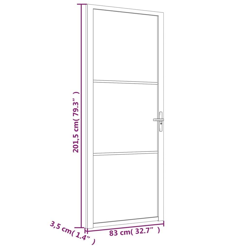 vidaXL Innentür 83x201,5 cm Weiß Mattglas und Aluminium