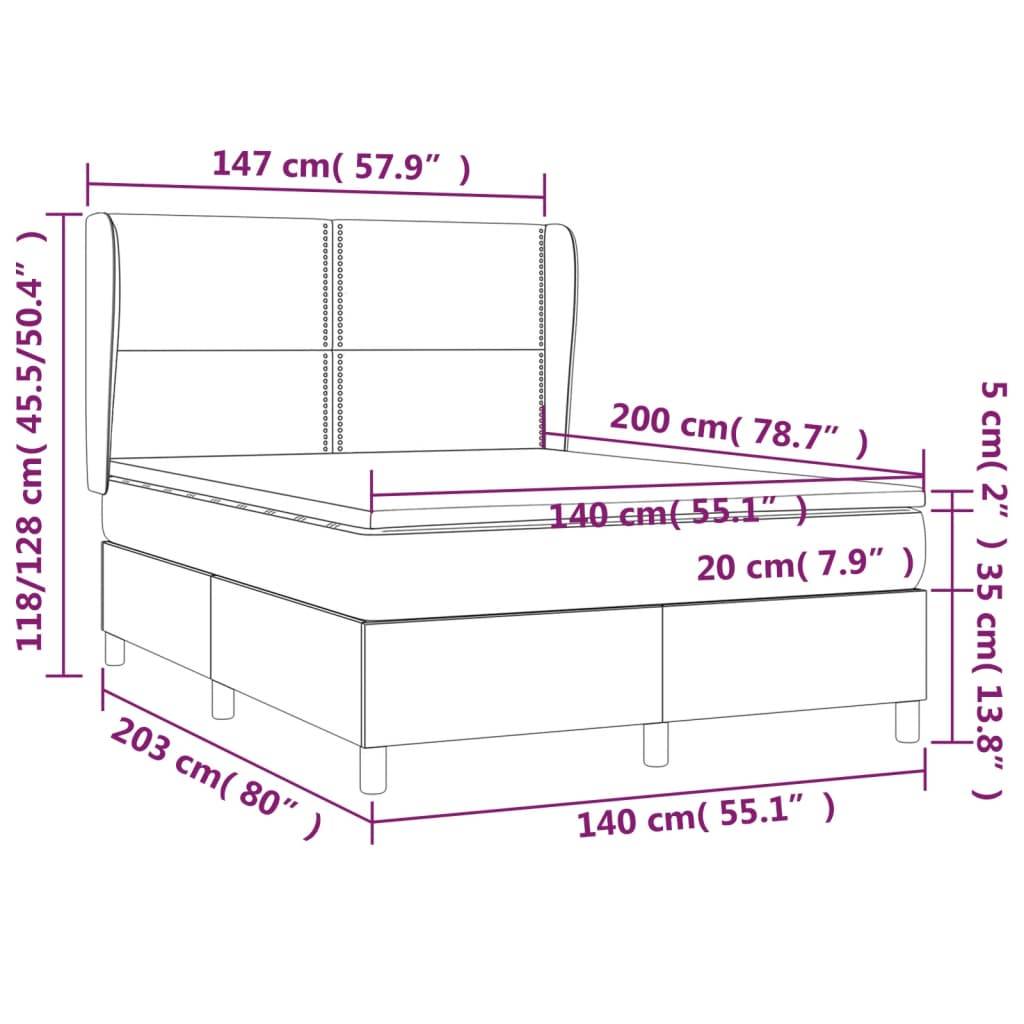 vidaXL Boxspringbett mit Matratze Dunkelgrau 140x200 cm Stoff