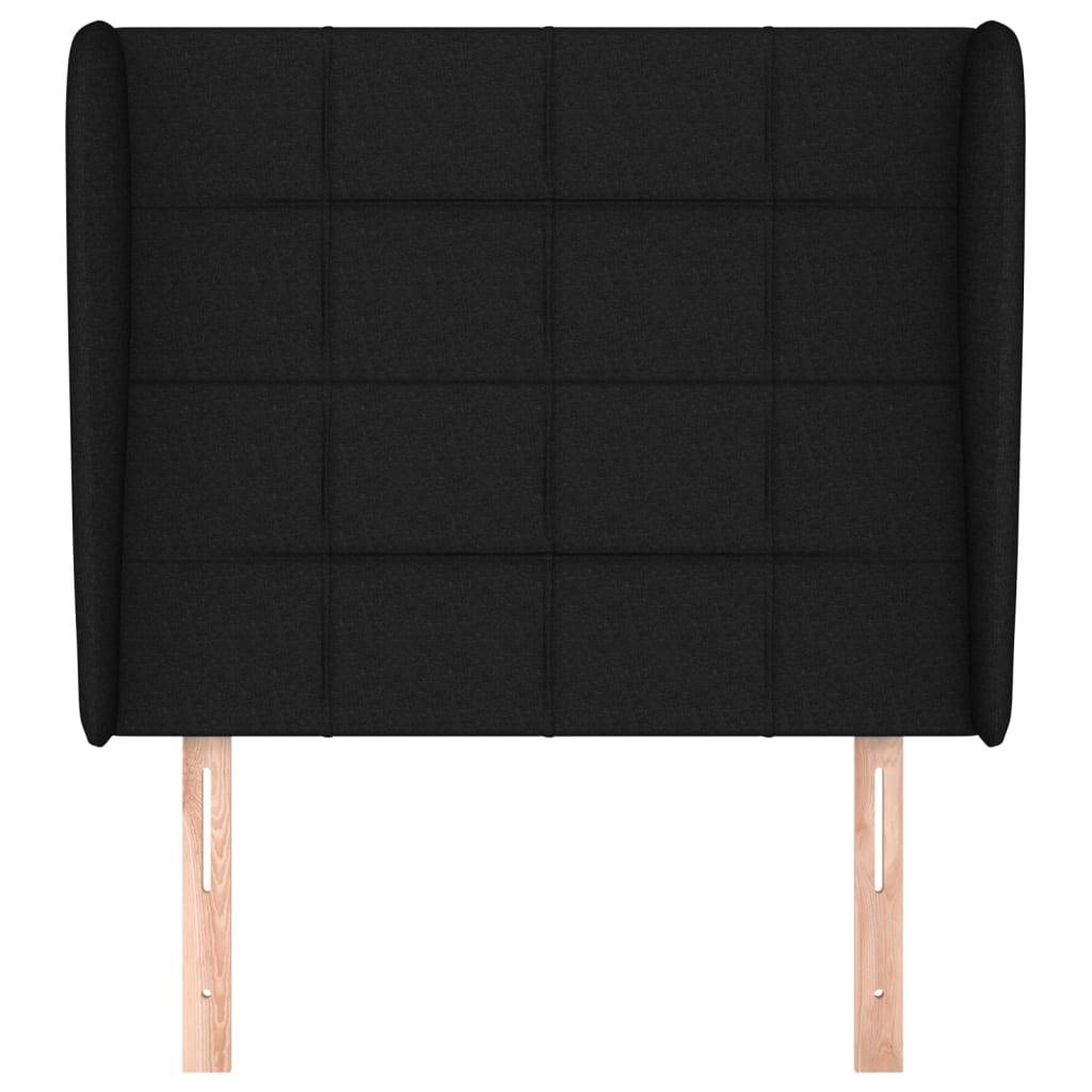 vidaXL Kopfteil mit Ohren Schwarz 83x23x118/128 cm Stoff