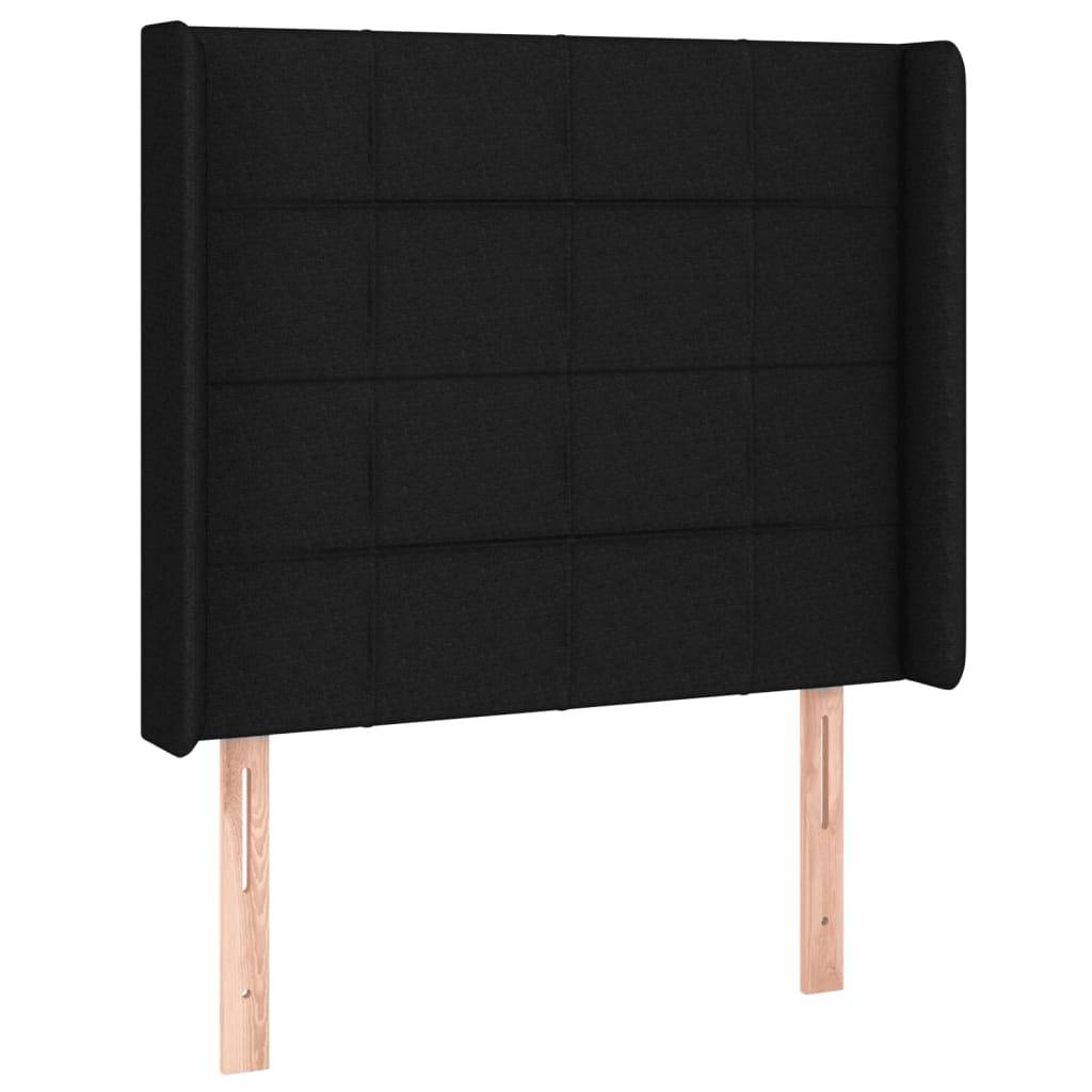 vidaXL LED Kopfteil Schwarz 83x16x118/128 cm Stoff