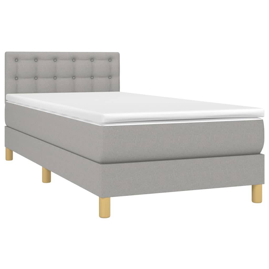 vidaXL Boxspringbett mit Matratze Hellgrau 80x200 cm Stoff