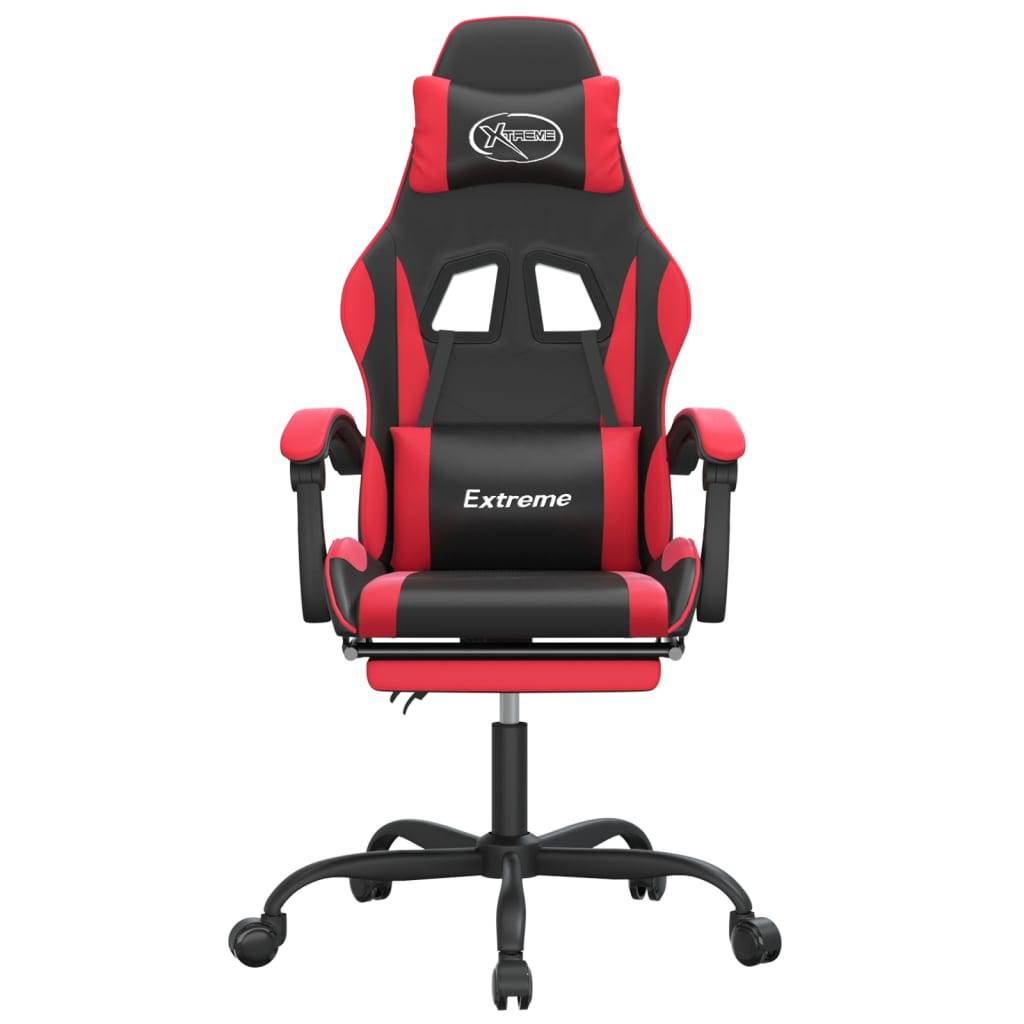 vidaXL Gaming-Stuhl mit Fußstütze Drehbar Schwarz & Rot Kunstleder
