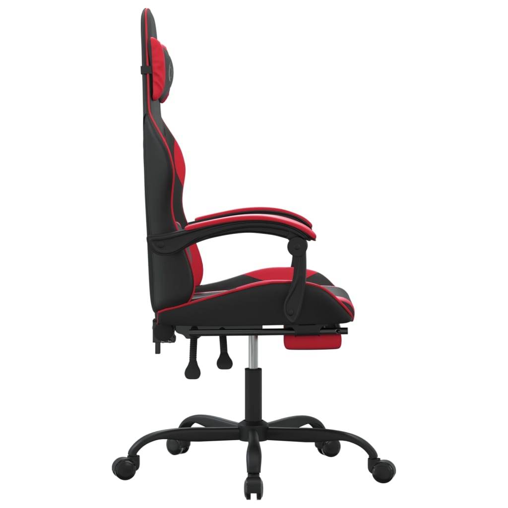 vidaXL Gaming-Stuhl mit Fußstütze Drehbar Schwarz & Rot Kunstleder