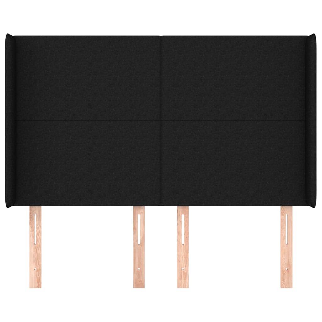 vidaXL Kopfteil mit Ohren Schwarz 147x16x118/128 cm Stoff