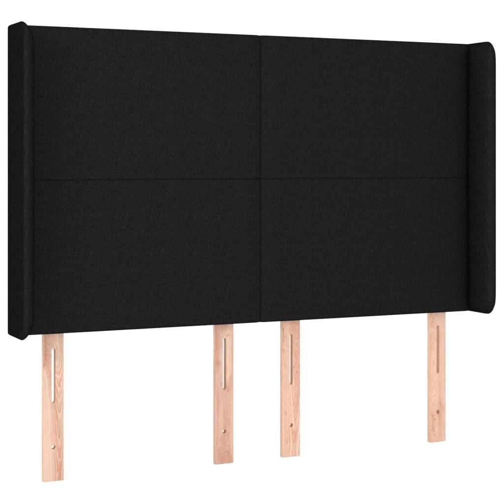 vidaXL Kopfteil mit Ohren Schwarz 147x16x118/128 cm Stoff