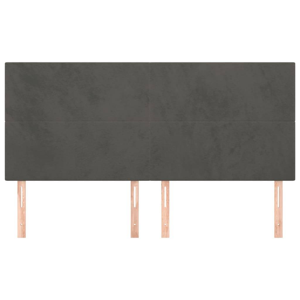 vidaXL Kopfteile 4 Stk. Dunkelgrau 100x5x78/88 cm Samt