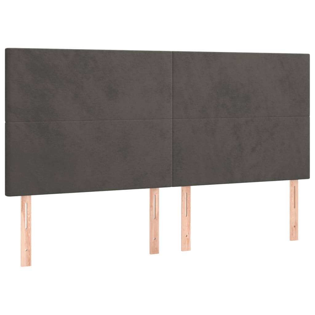 vidaXL Kopfteile 4 Stk. Dunkelgrau 100x5x78/88 cm Samt