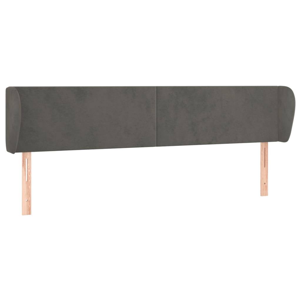 vidaXL Kopfteil mit Ohren Dunkelgrau 163x23x78/88 cm Samt