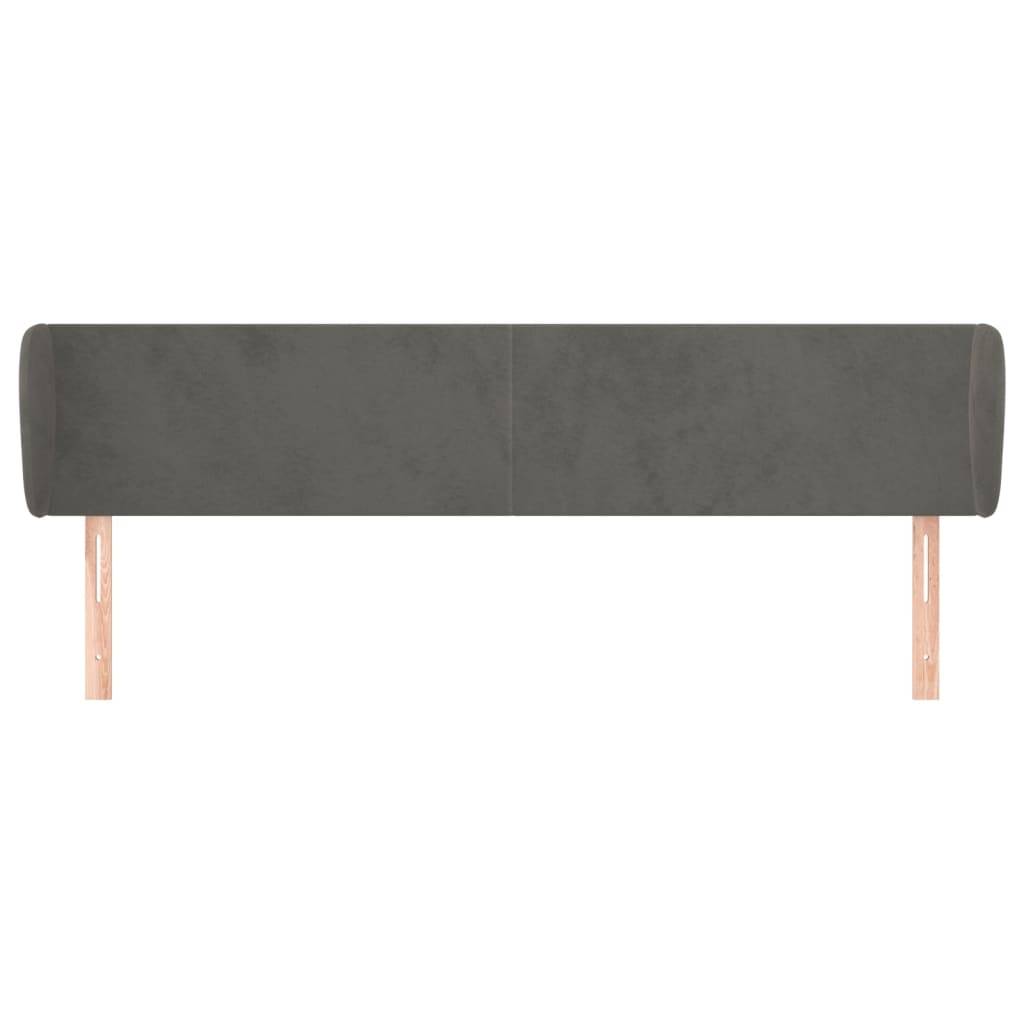 vidaXL Kopfteil mit Ohren Dunkelgrau 163x23x78/88 cm Samt