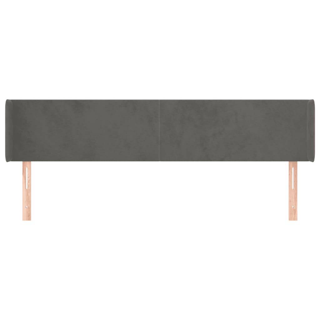 vidaXL Kopfteil mit Ohren Dunkelgrau 183x16x78/88 cm Samt