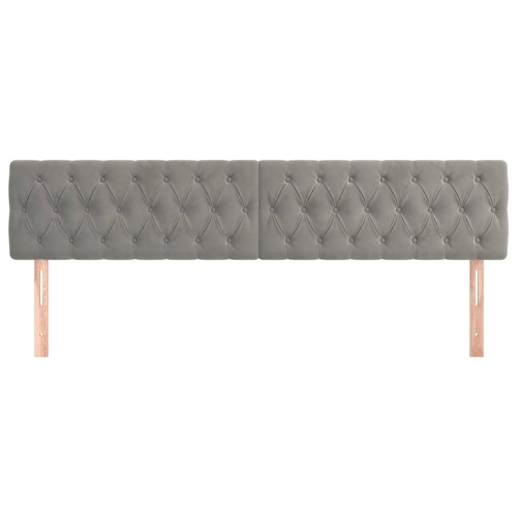 vidaXL Kopfteile 2 Stk. Hellgrau 100x7x78/88 cm Samt