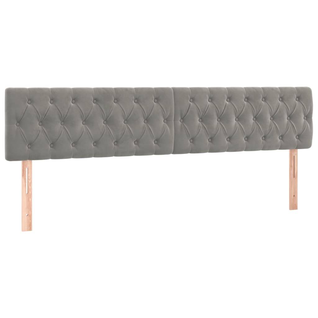 vidaXL Kopfteile 2 Stk. Hellgrau 100x7x78/88 cm Samt