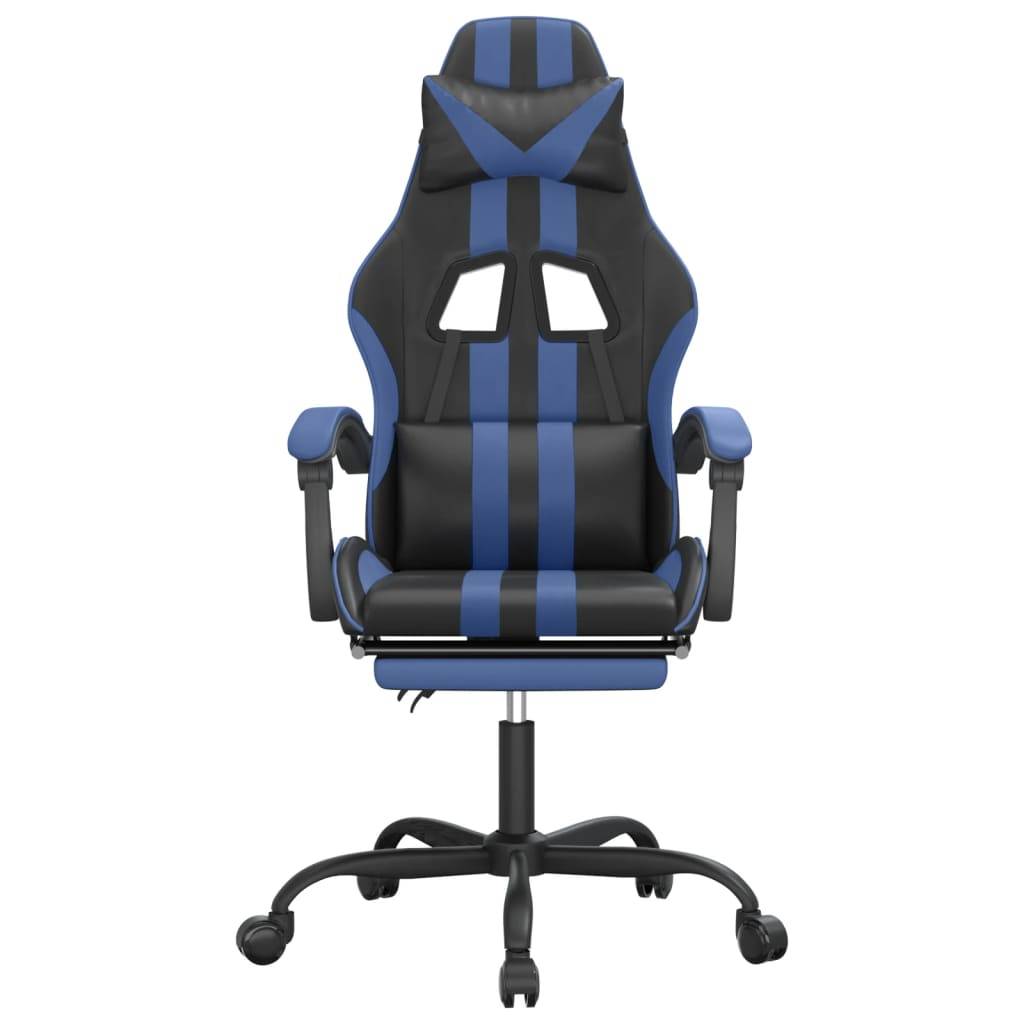 vidaXL Gaming-Stuhl mit Fußstütze Drehbar Schwarz & Blau Kunstleder