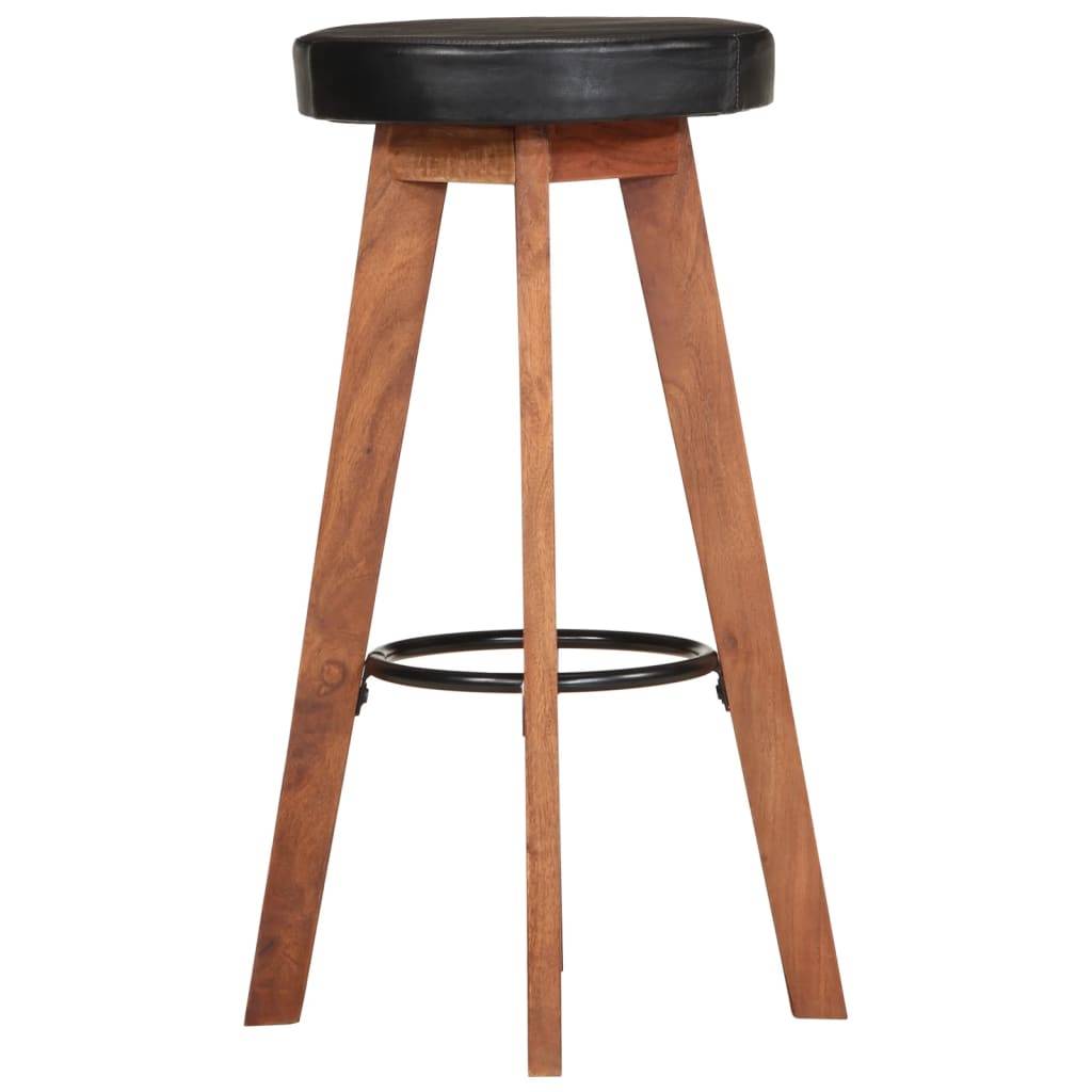 vidaXL Barhocker 2 Stk. Echtleder und Massivholz Akazie