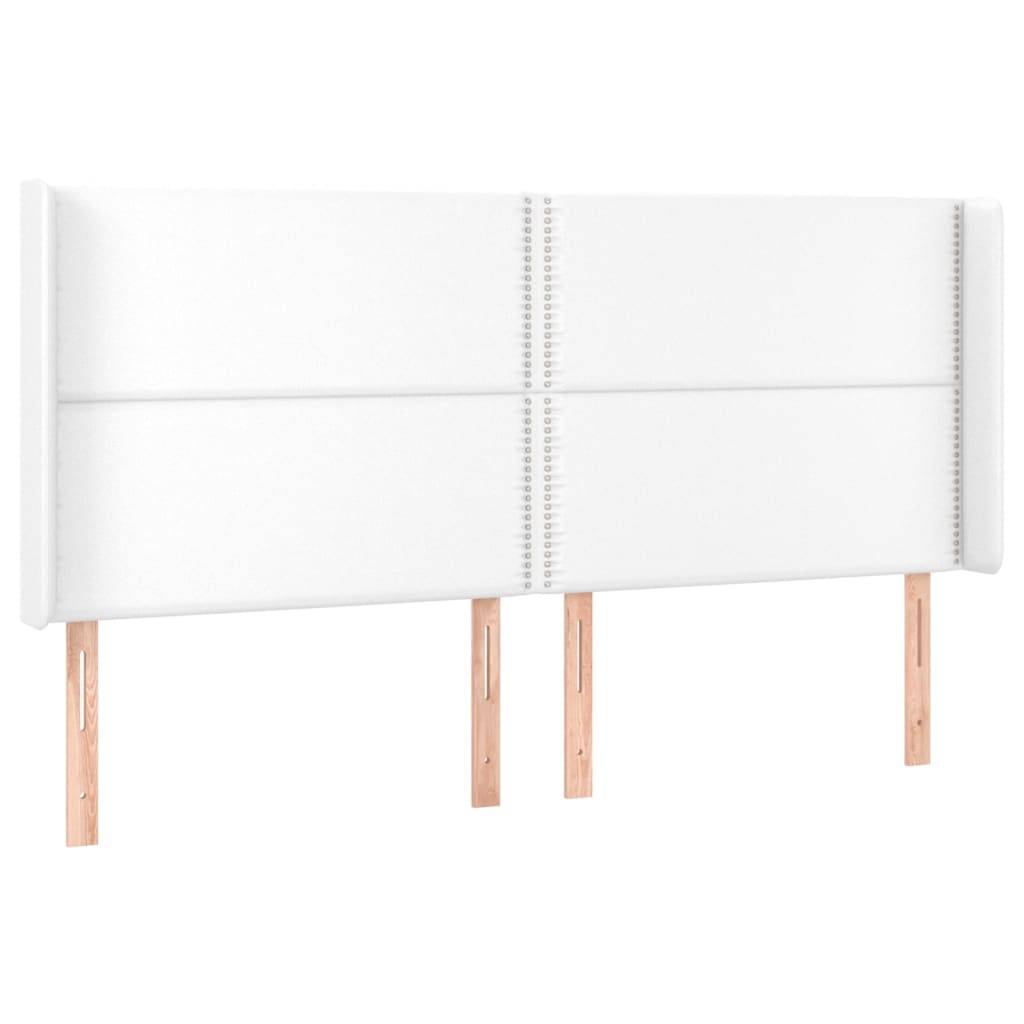vidaXL Kopfteil mit Ohren Weiß 203x16x118/128 cm Kunstleder
