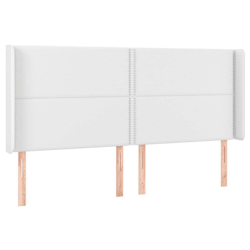 vidaXL LED Kopfteil Weiß 203x16x118/128 cm Kunstleder