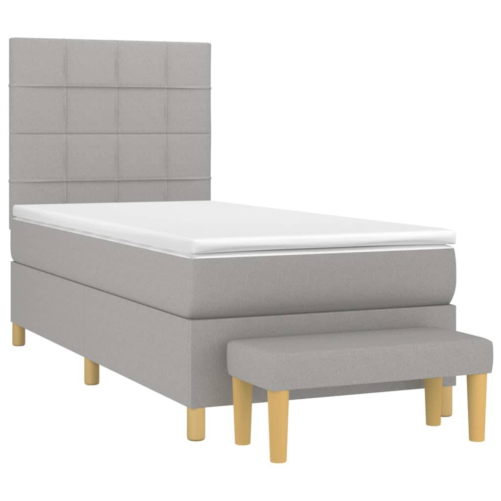 vidaXL Boxspringbett mit Matratze Hellgrau 80x200 cm Stoff
