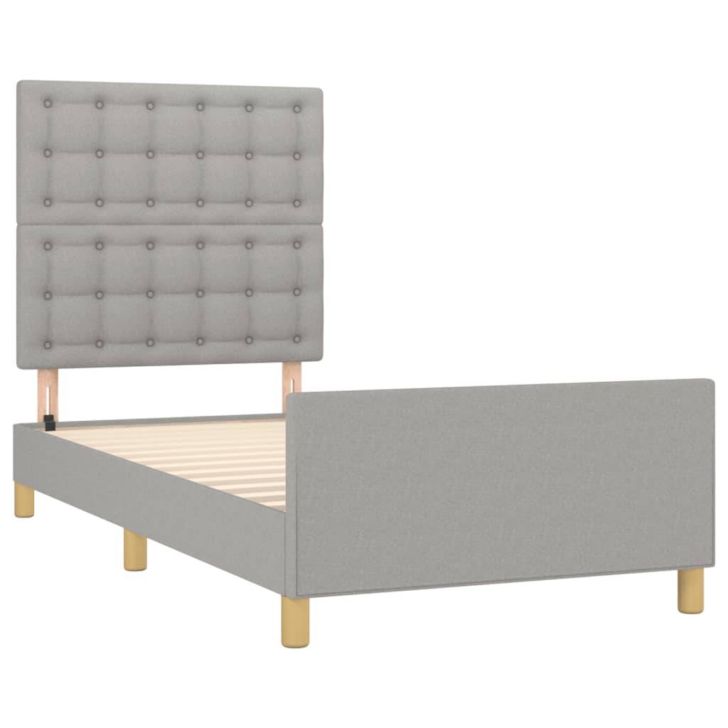 vidaXL Bettgestell ohne Matratze Hellgrau 100x200 cm Stoff