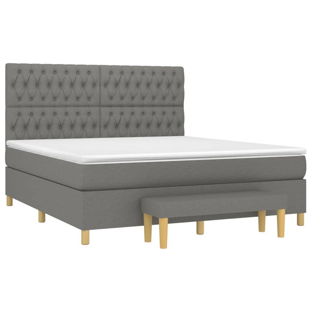vidaXL Boxspringbett mit Matratze Dunkelgrau 180x200 cm Stoff