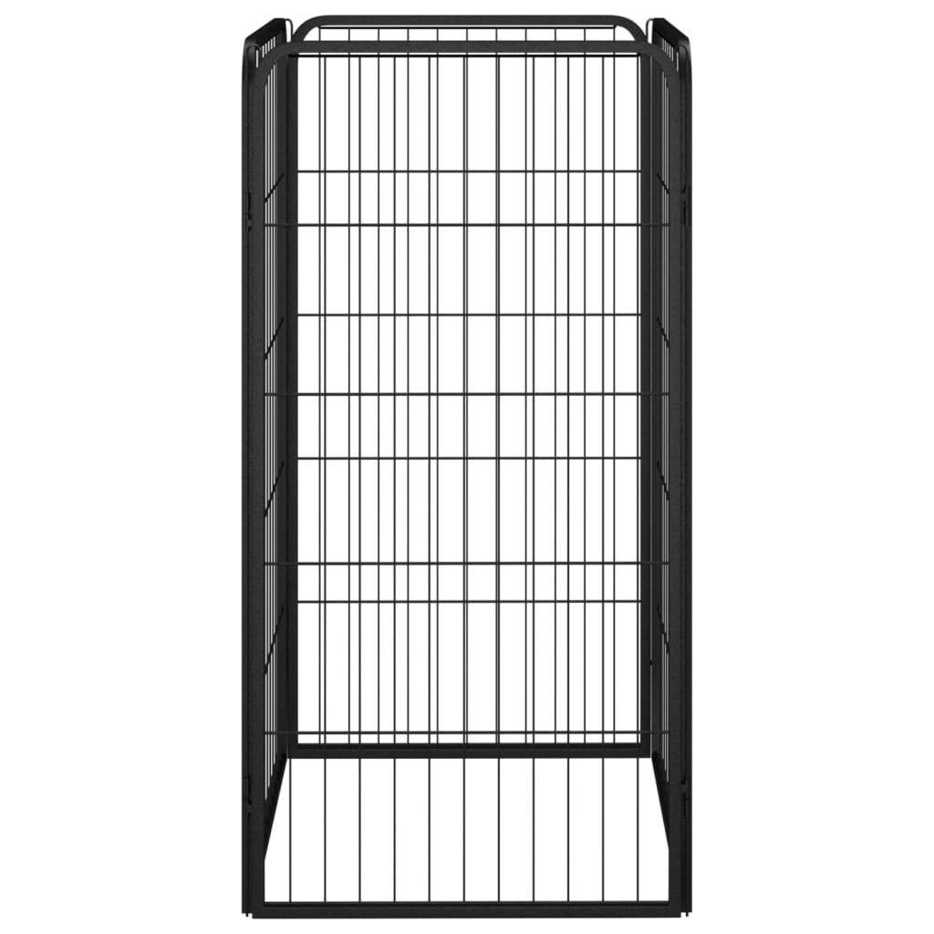 vidaXL 4-tlg. Hundelaufstall Schwarz 50x100cm Stahl Pulverbeschichtung