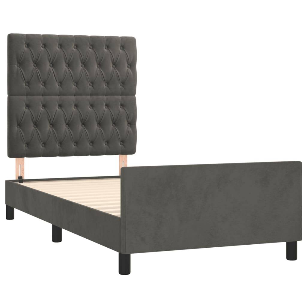 vidaXL Bettgestell ohne Matratze Dunkelgrau 90x200 cm Samt