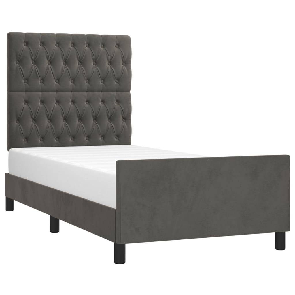 vidaXL Bettgestell ohne Matratze Dunkelgrau 90x200 cm Samt