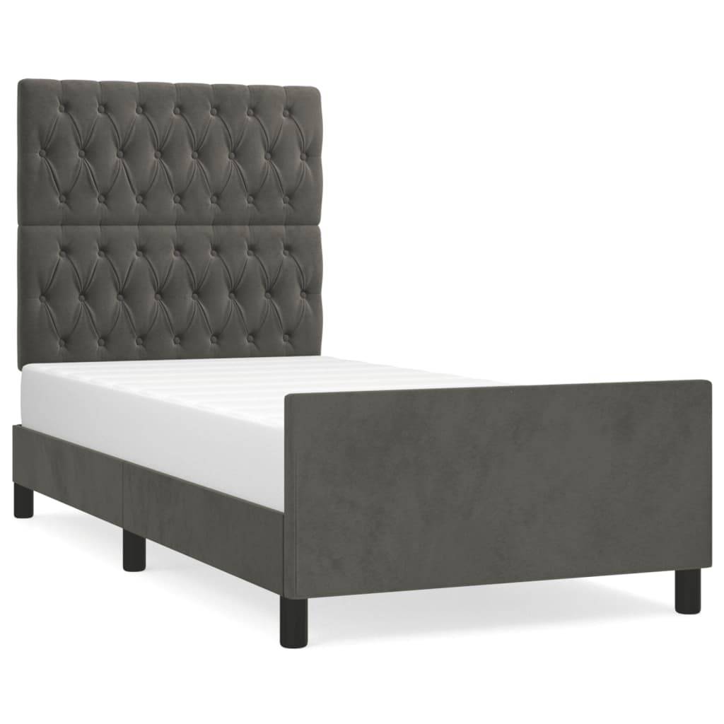 vidaXL Bettgestell ohne Matratze Dunkelgrau 90x200 cm Samt