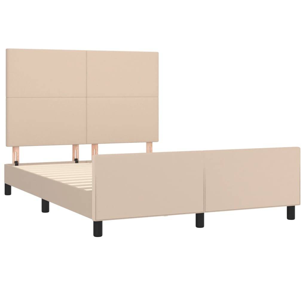 vidaXL Bettgestell mit Kopfteil Cappuccino-Braun 140x190 cm Kunstleder