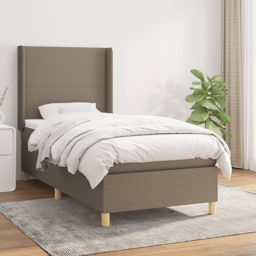 vidaXL Boxspringbett mit Matratze Taupe 80x200 cm Stoff