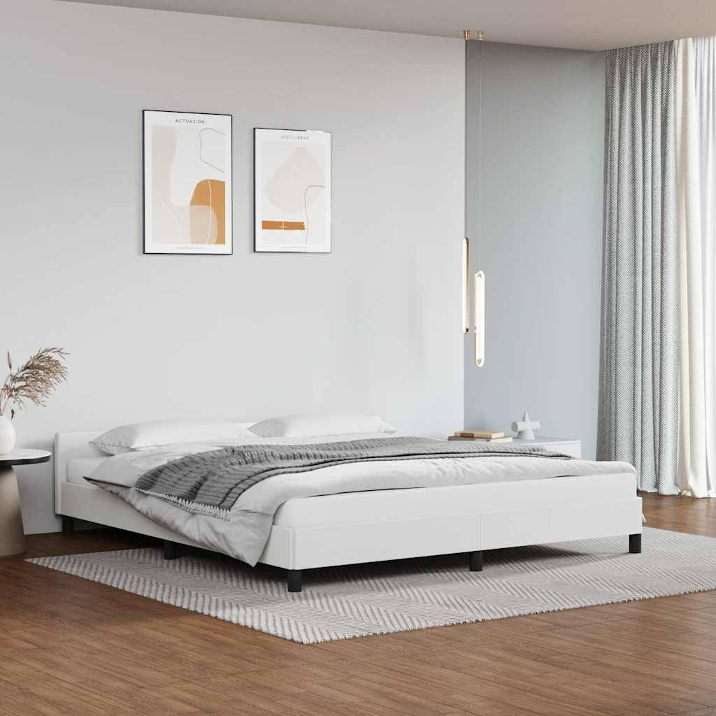 vidaXL Bettgestell mit Kopfteil ohne Matratze Weiß 180x200 cm
