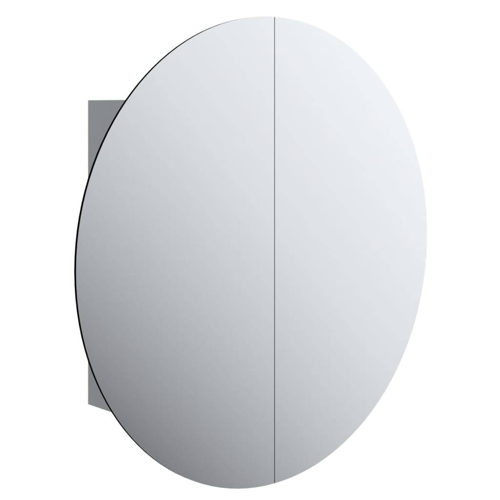 vidaXL Badezimmerschrank mit Rundem Spiegel & LED Grau 54x54x17,5 cm