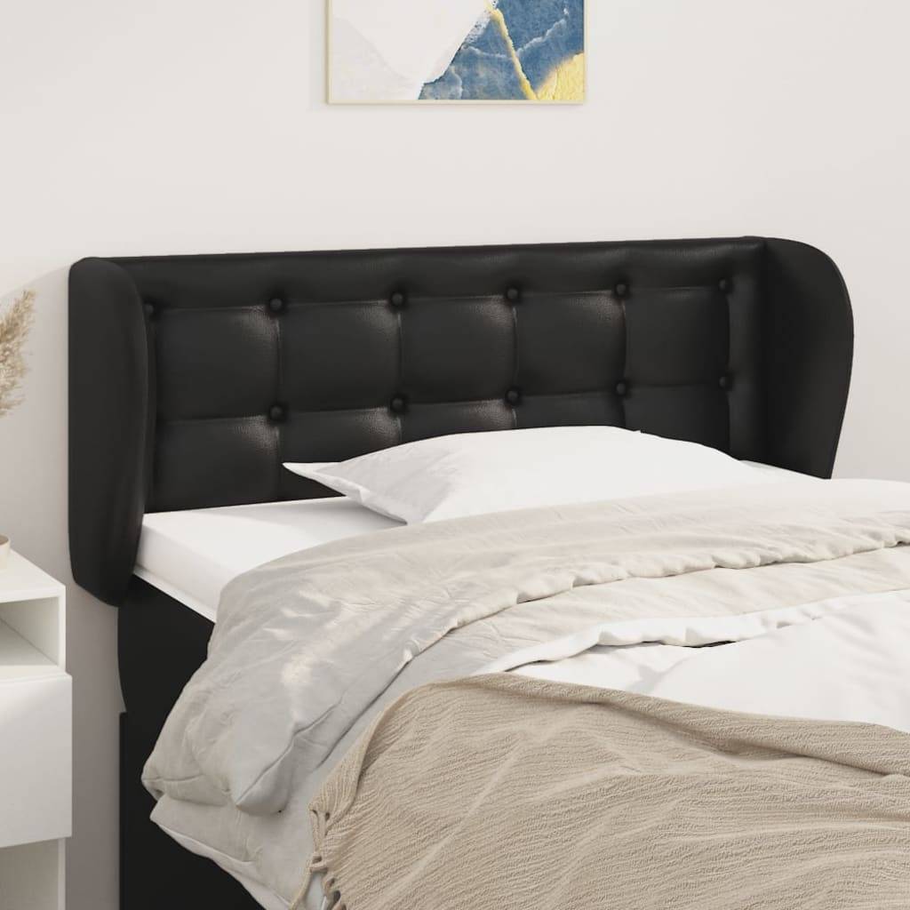 vidaXL Kopfteil mit Ohren Schwarz 103x23x78/88 cm Kunstleder