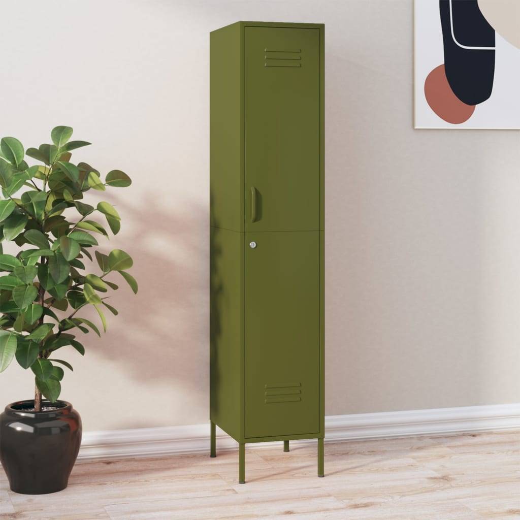 vidaXL Schließfachschrank Olivgrün 35x46x180 cm Stahl