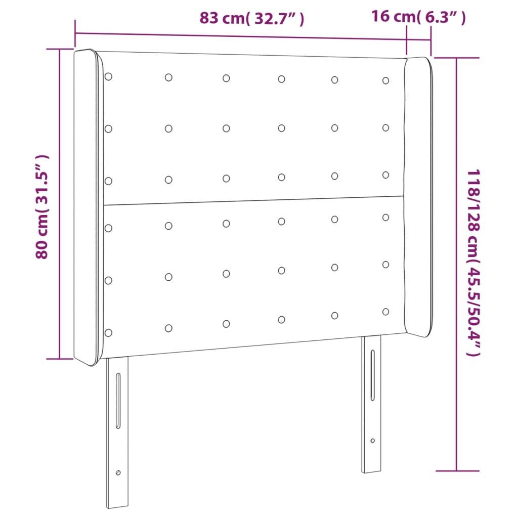 vidaXL LED Kopfteil Weiß 83x16x118/128 cm Kunstleder