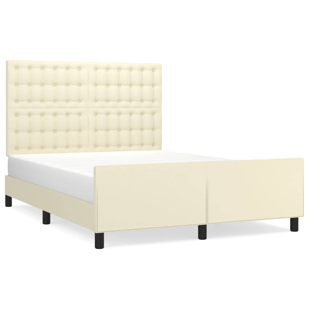 vidaXL Bettgestell mit Kopfteil Creme 140x190 cm Kunstleder