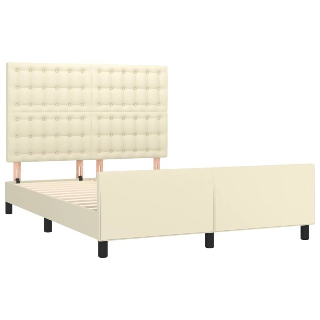 vidaXL Bettgestell mit Kopfteil Creme 140x190 cm Kunstleder