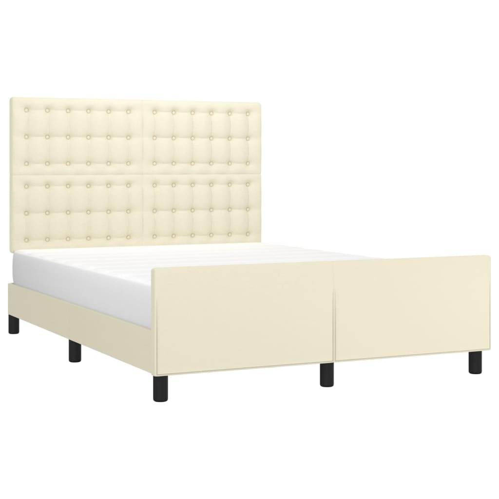 vidaXL Bettgestell mit Kopfteil Creme 140x190 cm Kunstleder