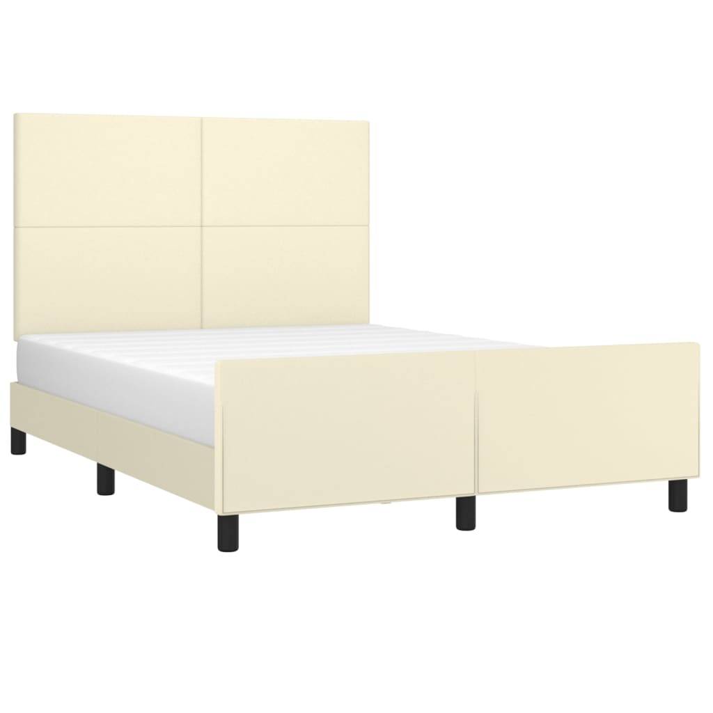 vidaXL Bettgestell mit Kopfteil Creme 140x190 cm Kunstleder