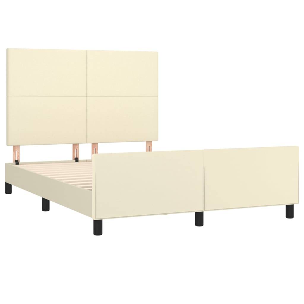 vidaXL Bettgestell mit Kopfteil Creme 140x190 cm Kunstleder