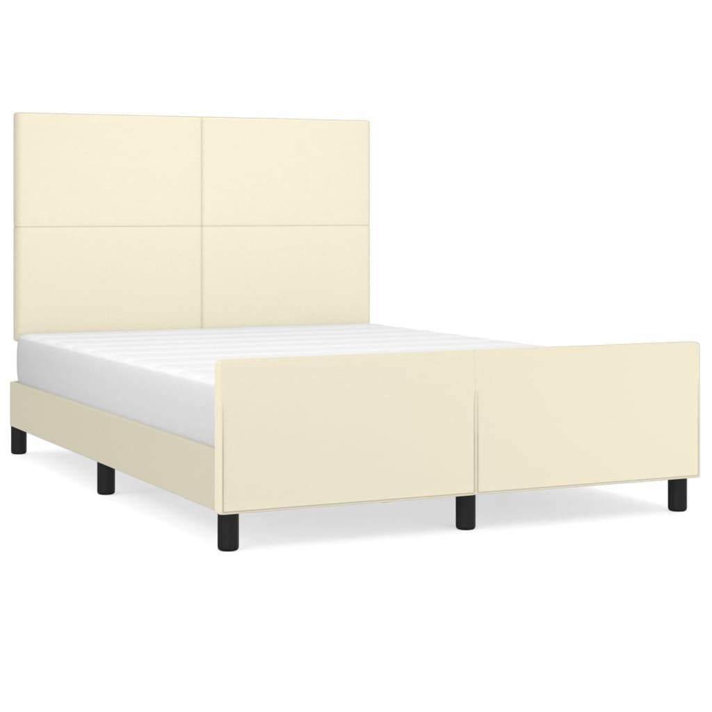 vidaXL Bettgestell mit Kopfteil Creme 140x190 cm Kunstleder