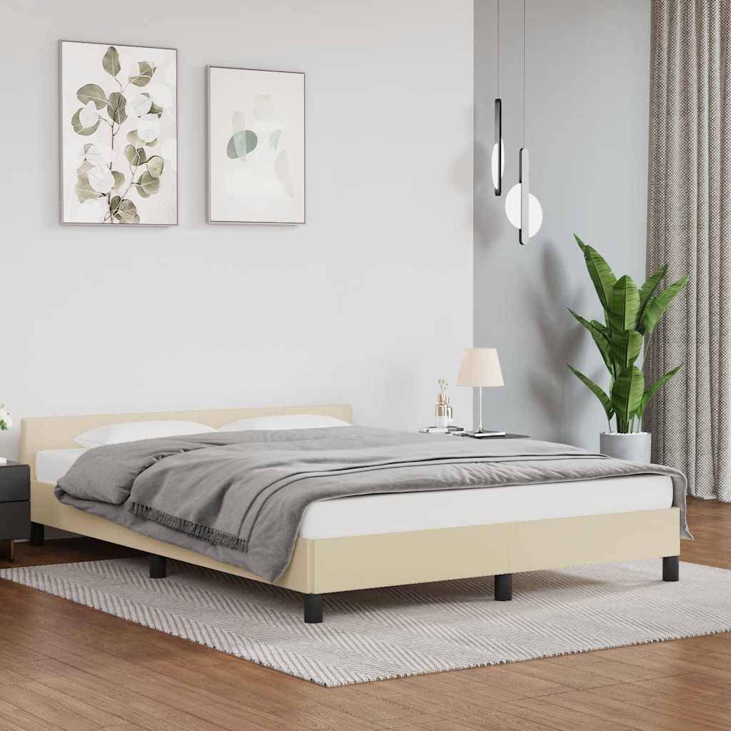 vidaXL Bettgestell mit Kopfteil ohne Matratze Creme 140x190 cm