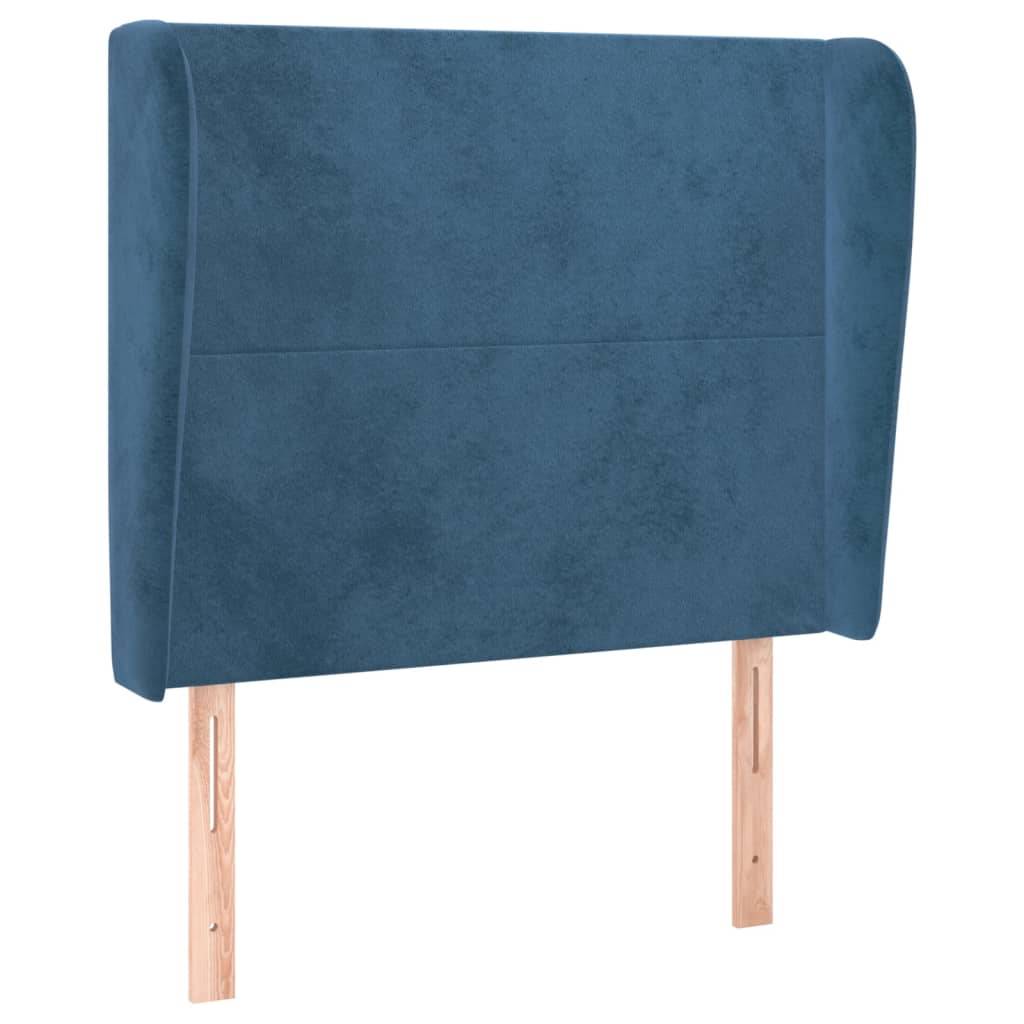 vidaXL Kopfteil mit Ohren Dunkelblau 83x23x118/128 cm Samt