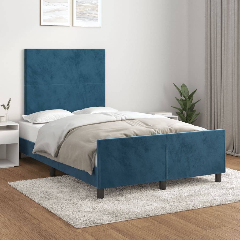 vidaXL Bettgestell ohne Matratze Dunkelblau 120x200 cm Samt