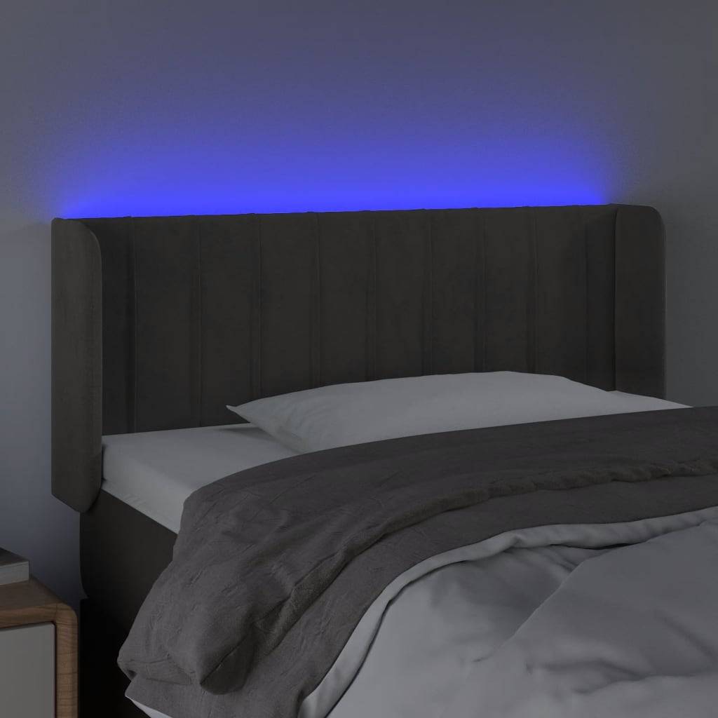 vidaXL LED Kopfteil Dunkelgrau 93x16x78/88 cm Samt