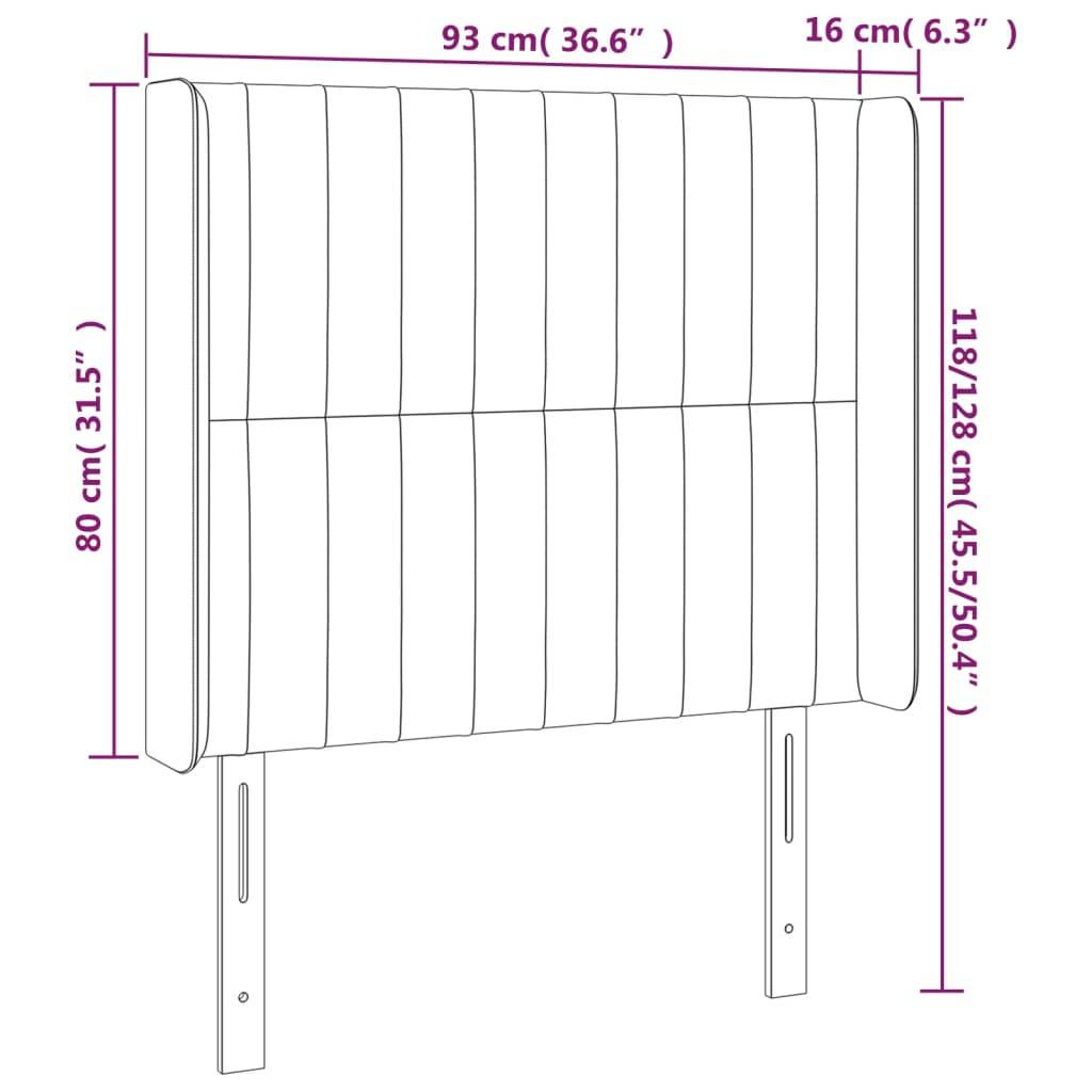 vidaXL Kopfteil mit Ohren Dunkelgrau 93x16x118/128 cm Stoff