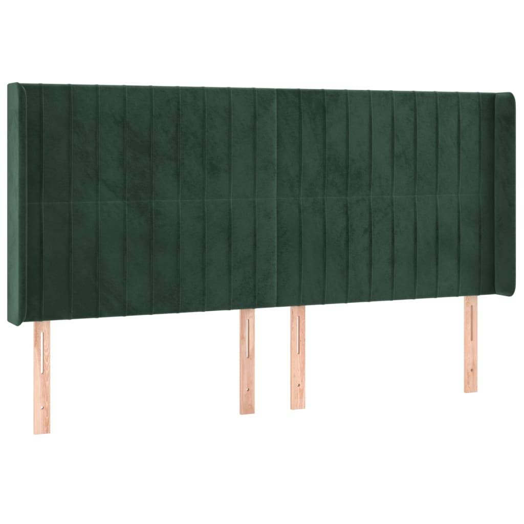 vidaXL LED Kopfteil Dunkelgrün 183x16x118/128 cm Samt